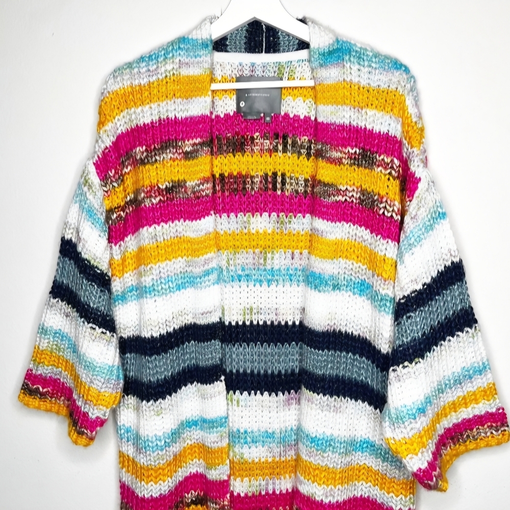 Anthropologie Colorful Striped Women's Sweater Cardigan - Picture 5 of 8